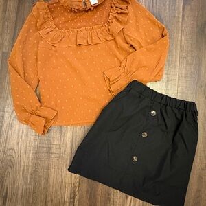 Black Button-Front Skirt